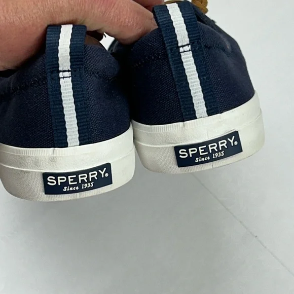 Sperry Navy Canvas Sneakers with Tan Laces - Picture 3 of 6